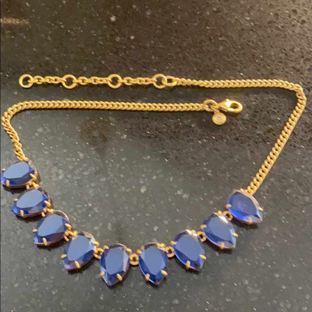 J.Crew Real glass blue and gold necklace